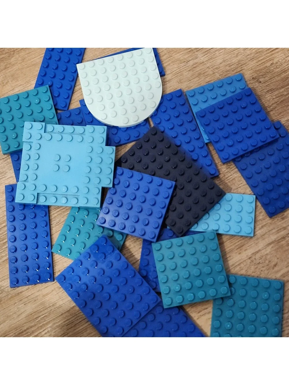 Lot of 50 Random Mixed Blue Lego Baseplates 4X4 6X6 8x8 6x12